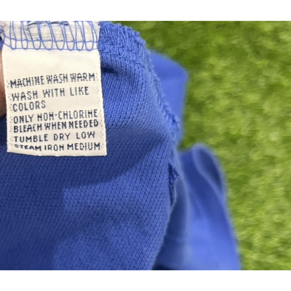 Polo Ralph Lauren Vintage 90s Custom Fit Blue with Orange Pony Polo — Large - Picture 6 of 8